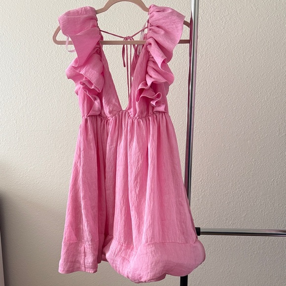 Aurate Dresses & Skirts - Anthropologie Aureta Dress Pink Flutter Ruffle Sleeve Mini Dress Size S